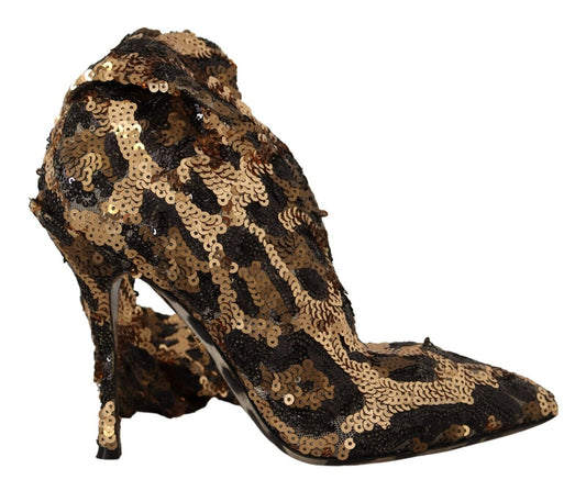 Dolce &amp; Gabbana Elegant knee-high leopard sequin boots