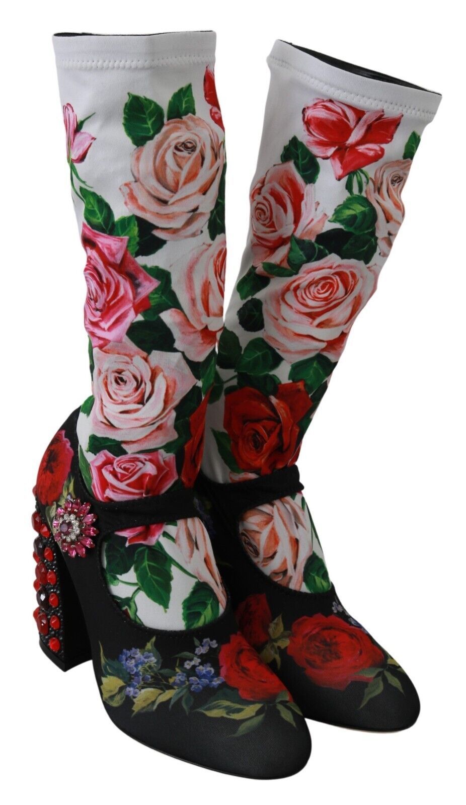 Dolce &amp; Gabbana Floral Embellished Sock Boots