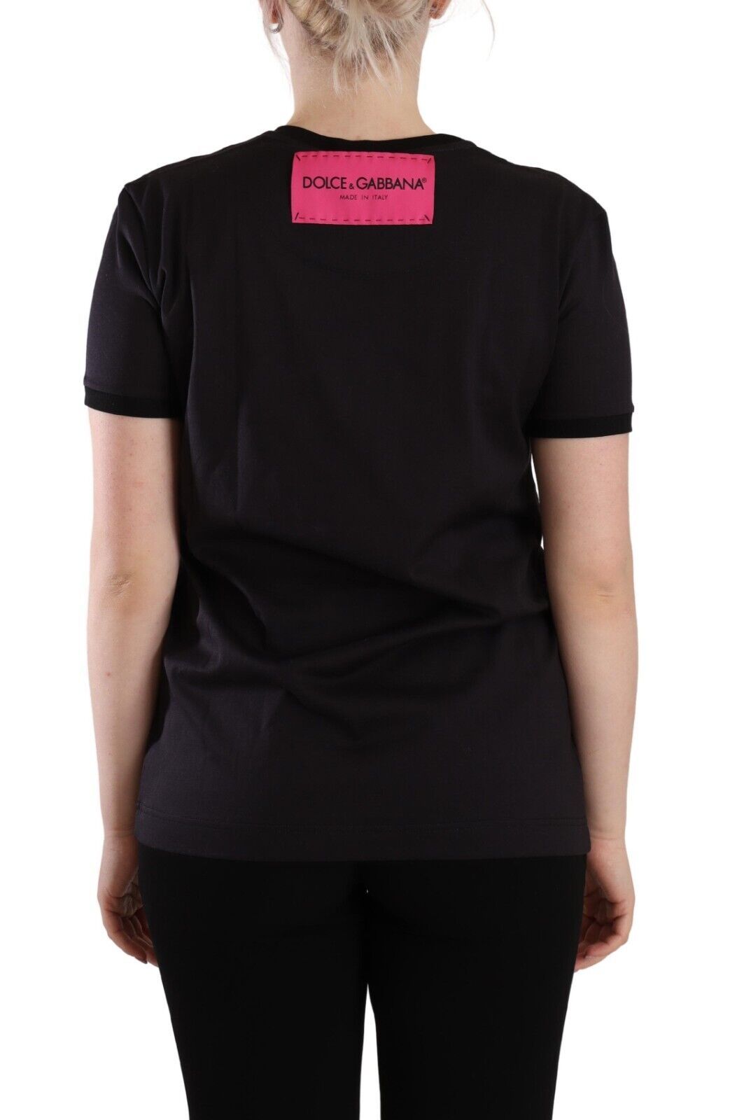 Dolce &amp; Gabbana Chic Black Crew Neck Logo T-Shirt