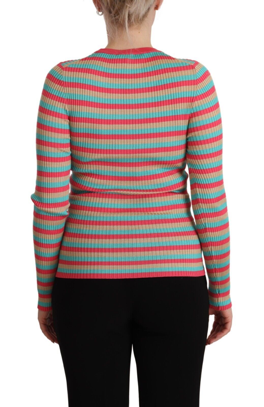 Dolce &amp; Gabbana Elegant striped silk round neck sweater