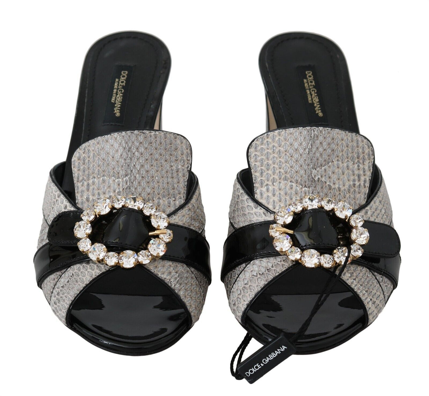 Dolce &amp; Gabbana exotic leather sandals with crystal embellishments