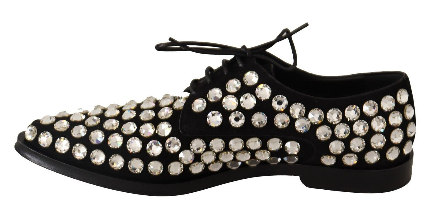 Dolce &amp; Gabbana Elegant crystal-embellished lace-up flats