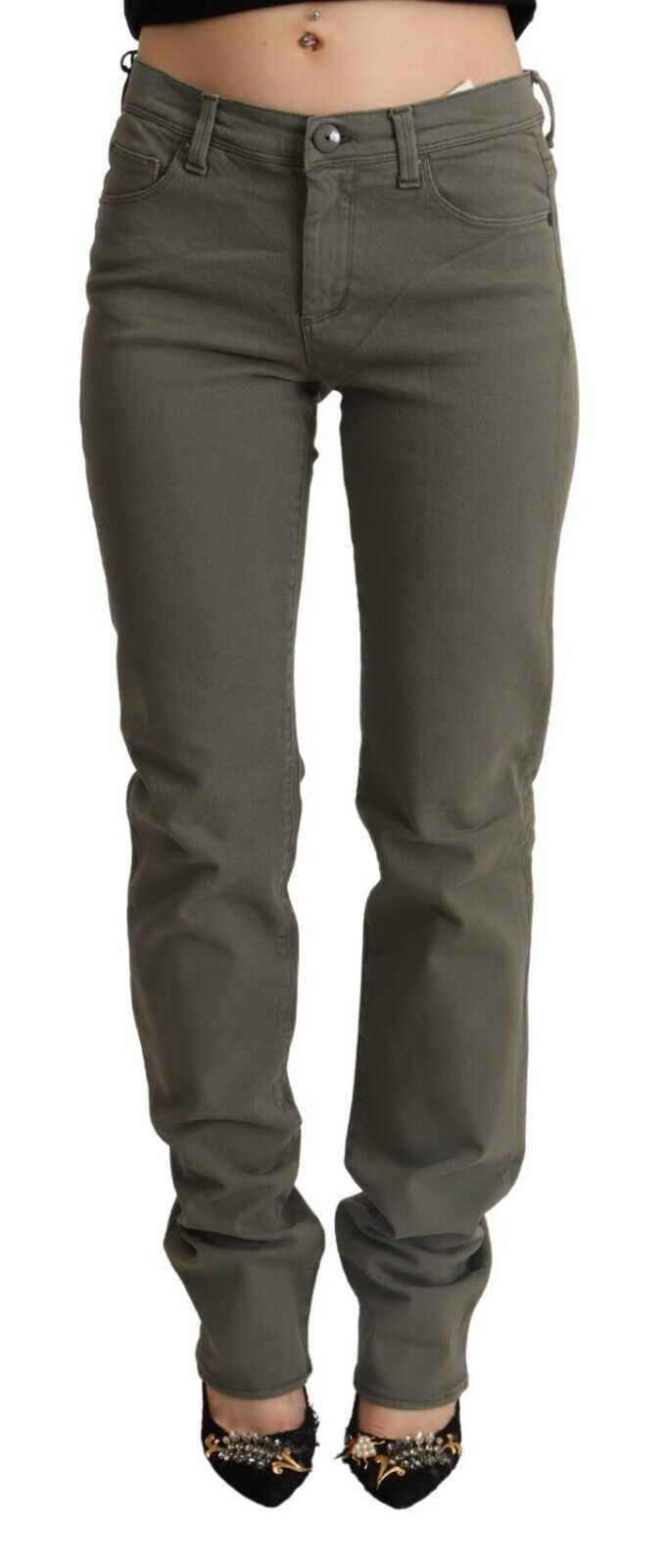 Ermanno Scervino Chic grey skinny jeans with low waist