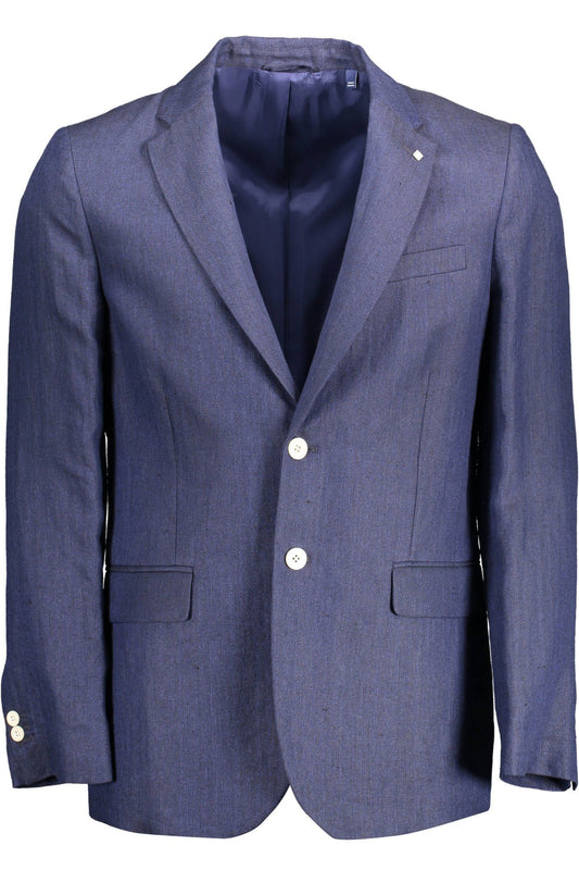 Gant Elegant Blue Linen Jacket Classic