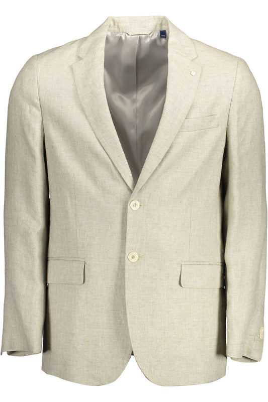 Gant Classic Linen Jacket in Beige with Logo Details