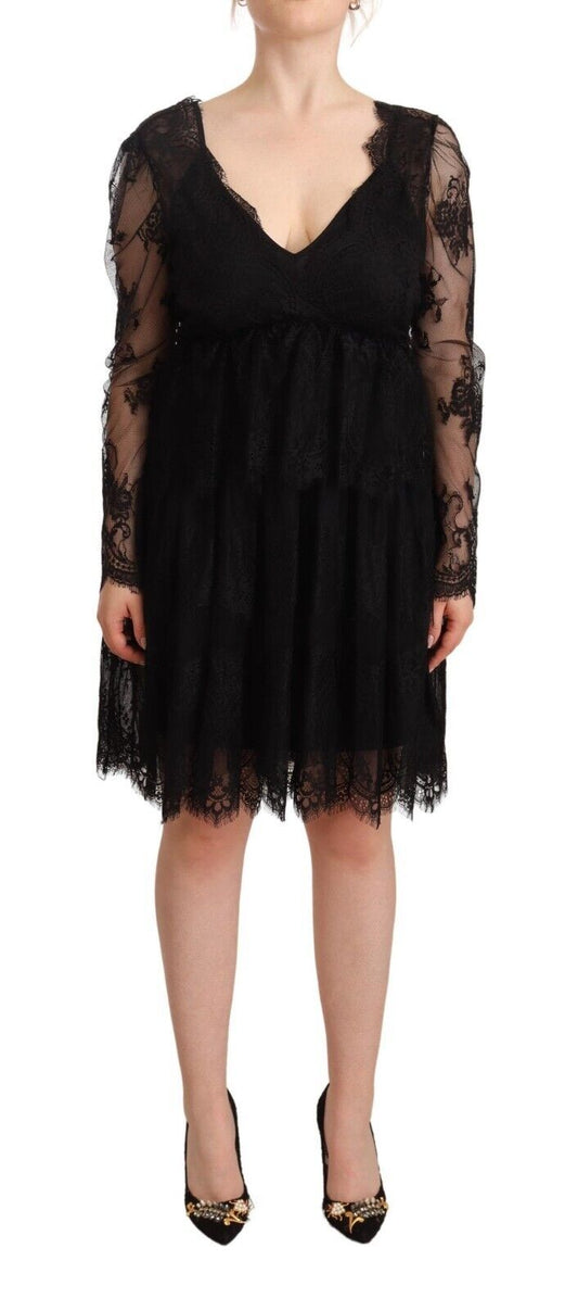 Aniye By Elegant long-sleeved shift dress made of floral lace