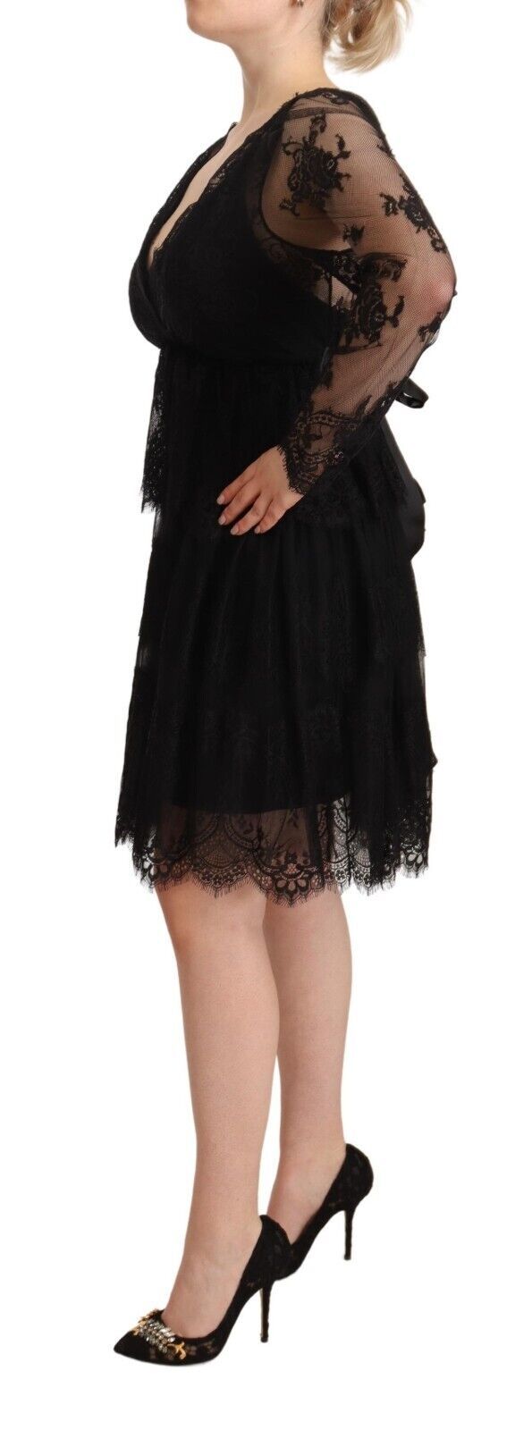 Aniye By Elegant long-sleeved shift dress made of floral lace