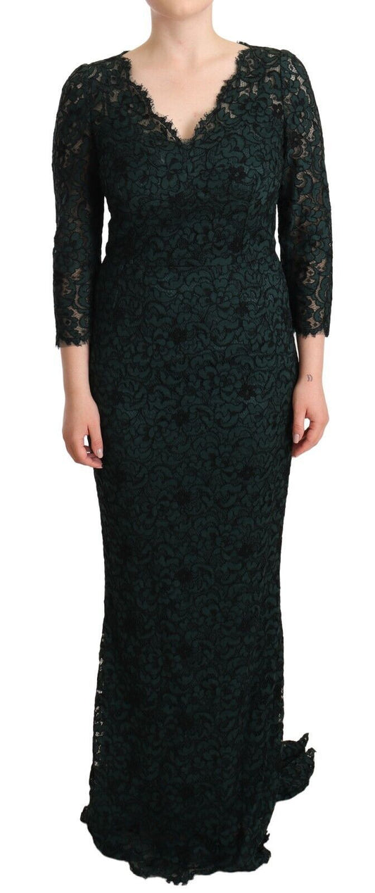 Dolce &amp; Gabbana Elegant floor-length lace dress with V-neck