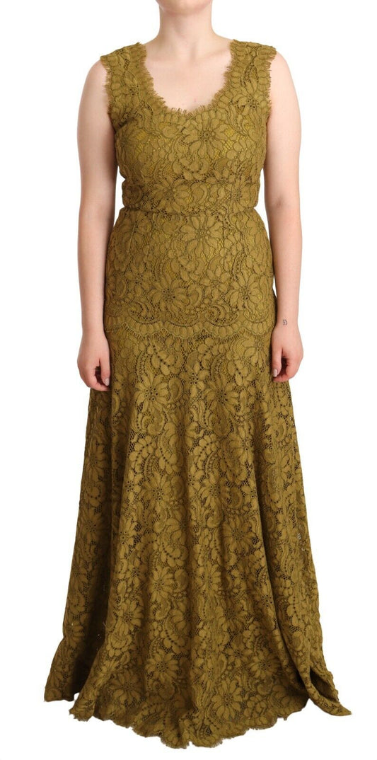 Dolce &amp; Gabbana Elegant floor-length sleeveless lace dress