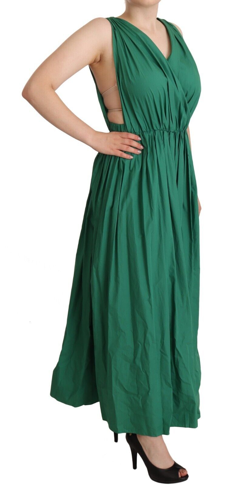 Dolce &amp; Gabbana Elegant deep green sleeveless A-line dress