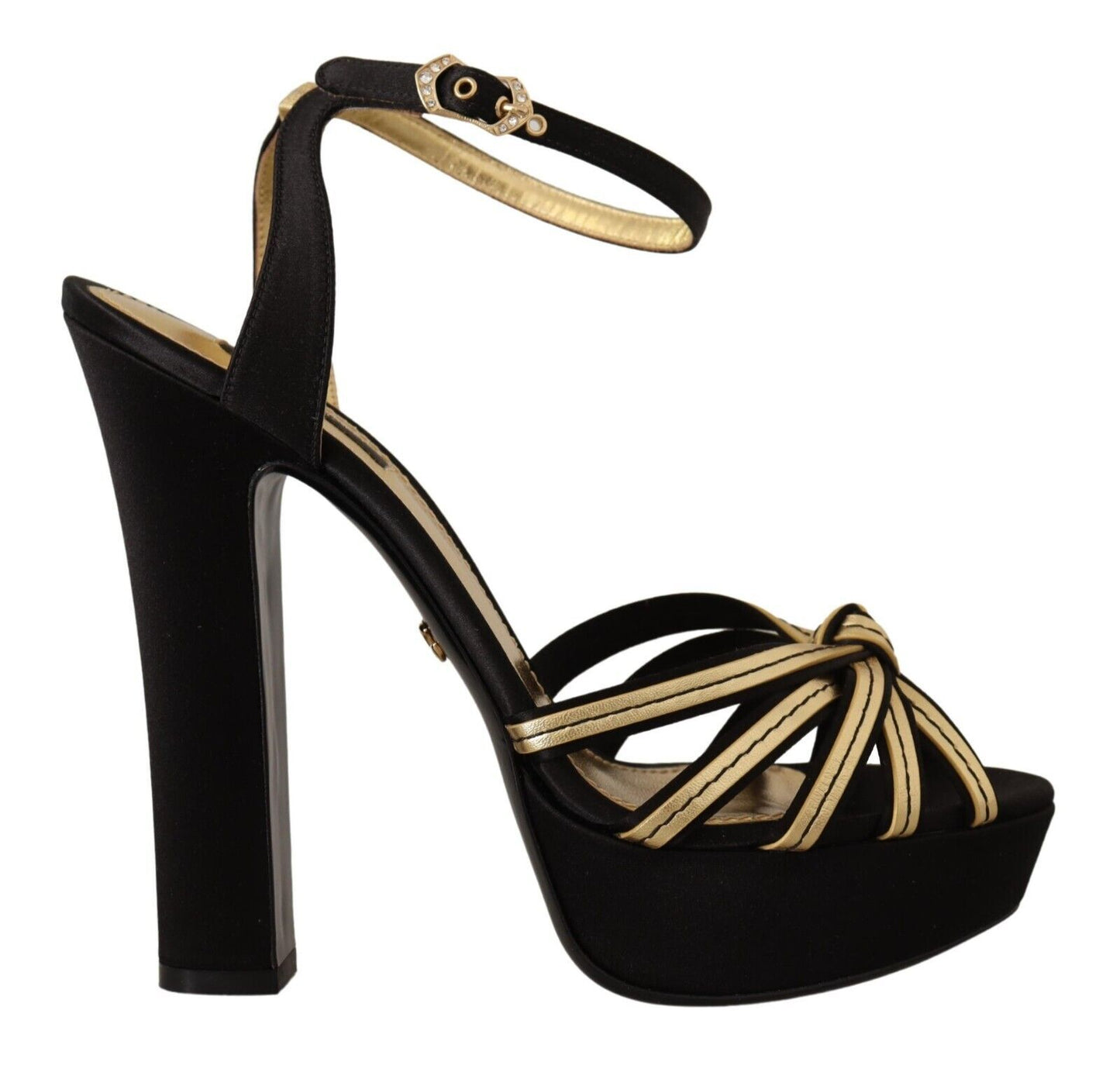 Dolce &amp; Gabbana Elegant black and gold strappy sandals