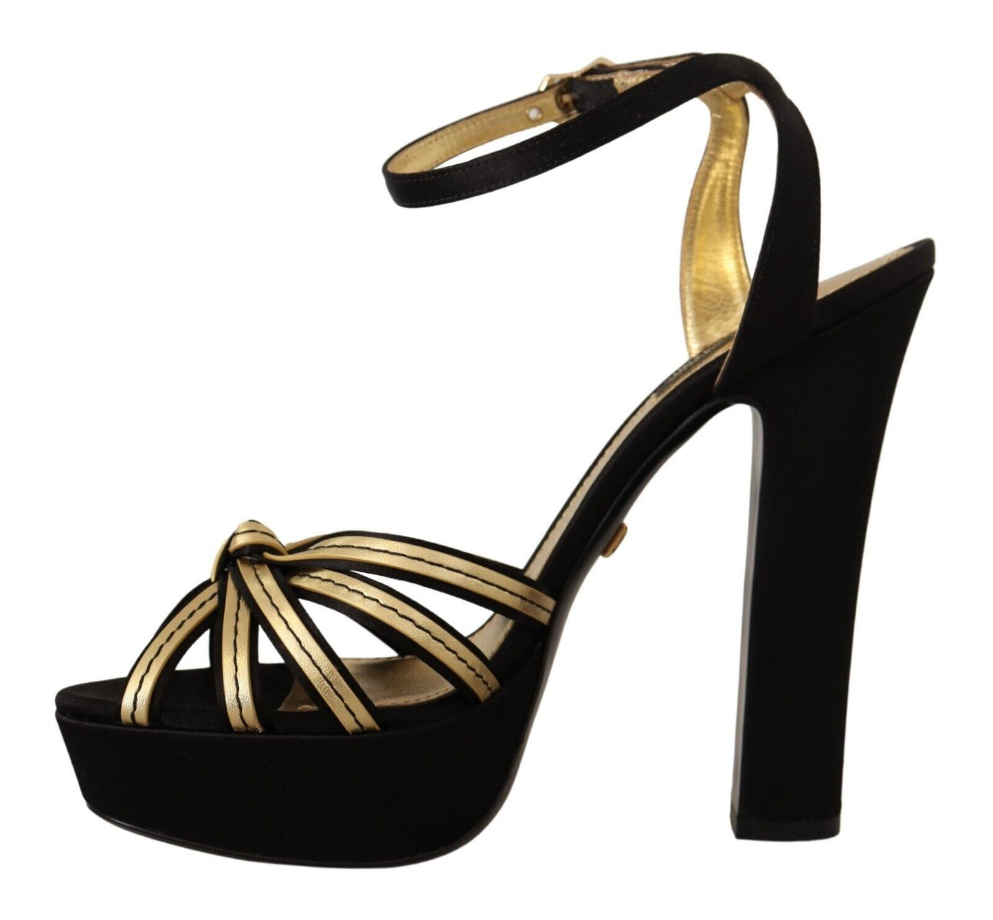 Dolce &amp; Gabbana Elegant black and gold strappy sandals