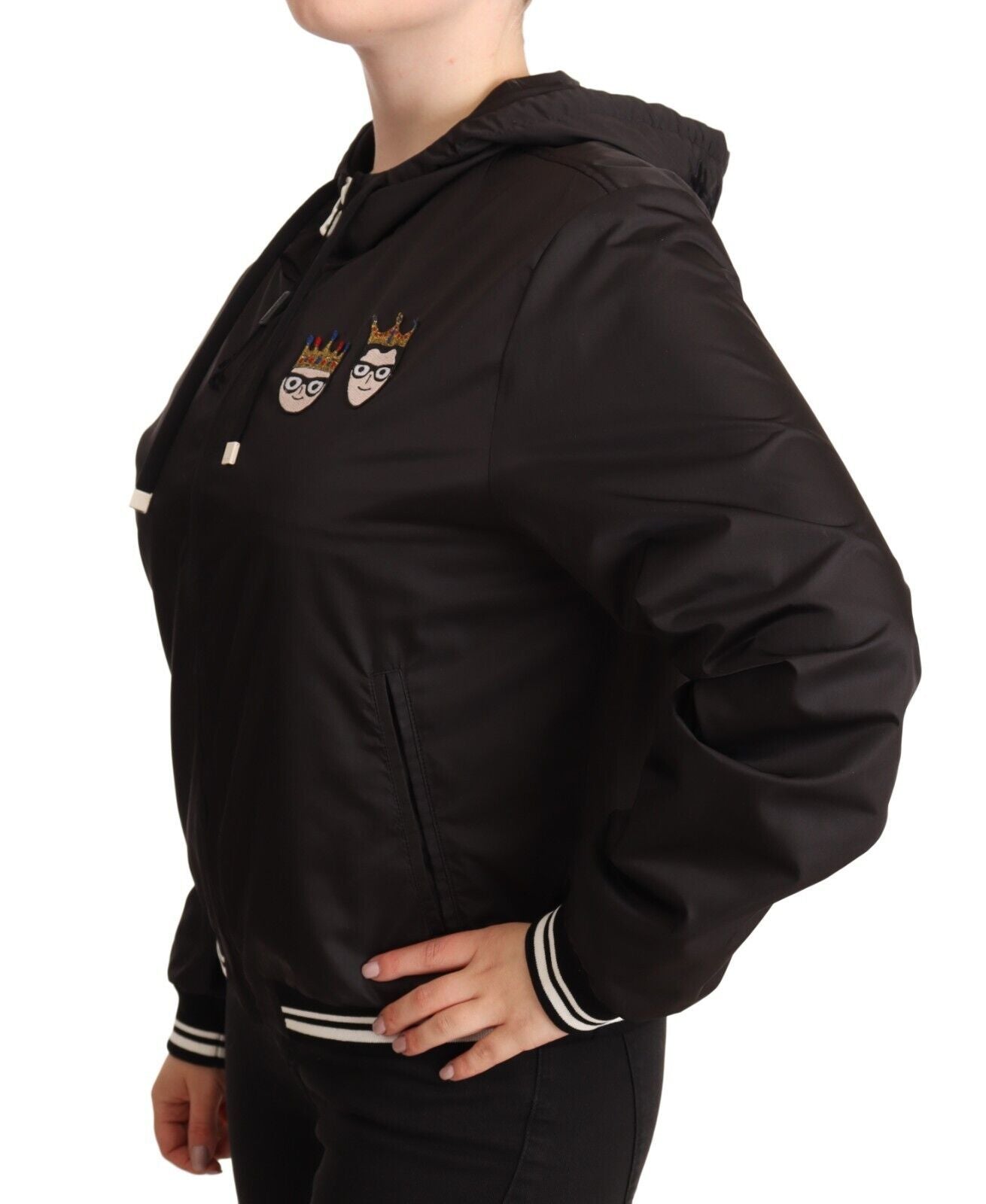 Dolce &amp; Gabbana Elegant black bomber jacket with hood