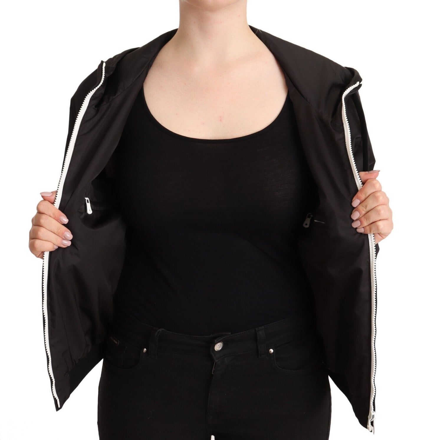 Dolce &amp; Gabbana Elegant black bomber jacket with hood