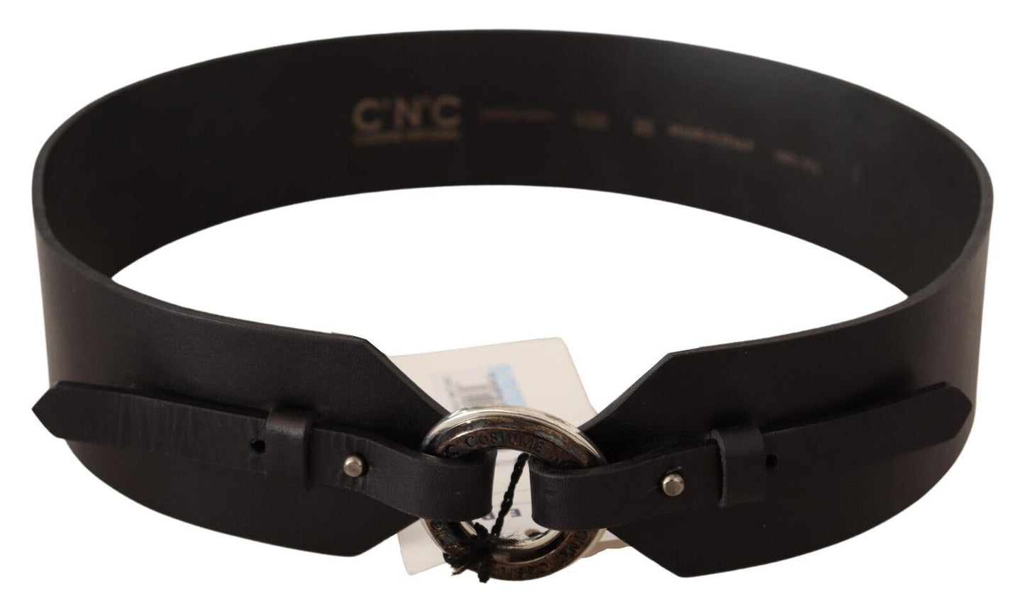 Costume National Chic leather fashion belt with silver-colored buckle