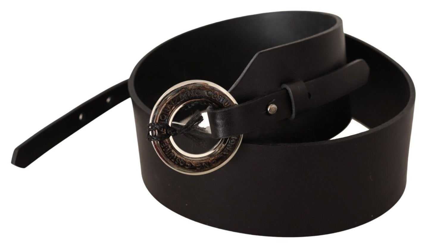 Costume National Chic leather fashion belt with silver-colored buckle