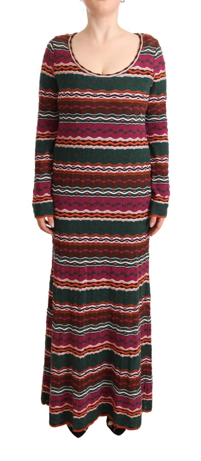 Missoni multicolored striped long-sleeved sheath dress