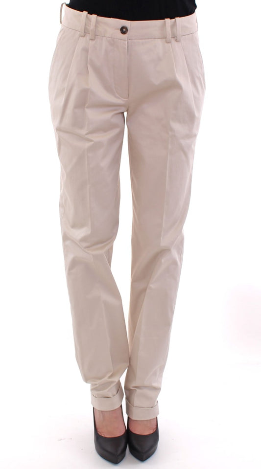 Dolce &amp; Gabbana Elegant Beige Regular Fit Cotton Pants