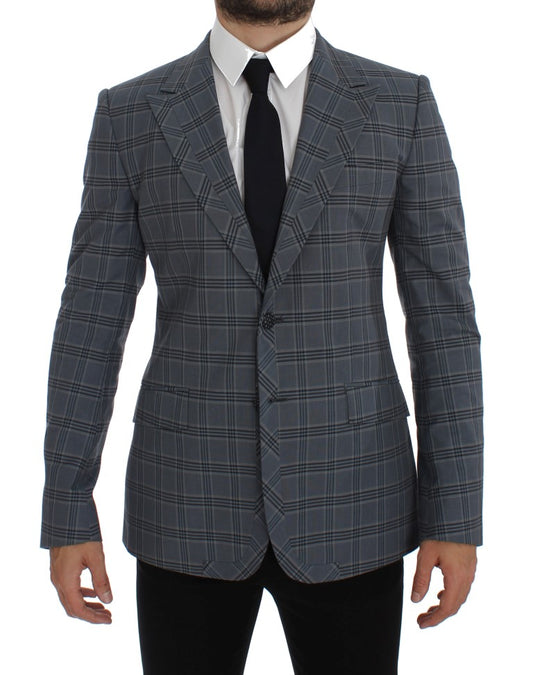 Dolce &amp; Gabbana Elegant blue checked blazer in slim fit