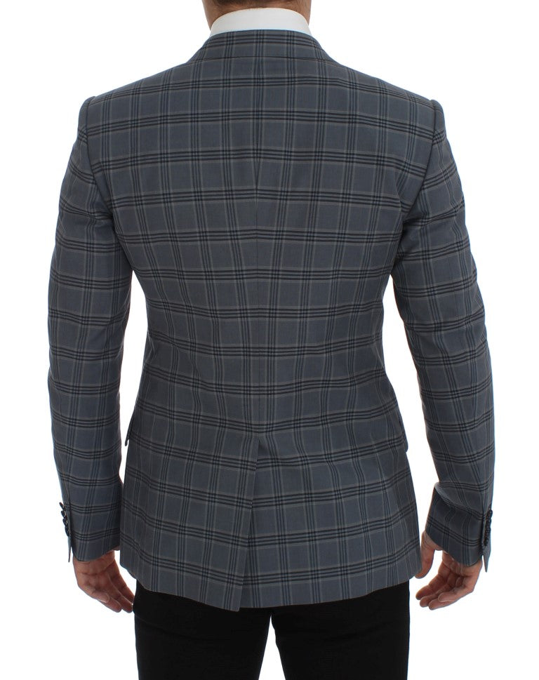 Dolce &amp; Gabbana Elegant blue checked blazer in slim fit