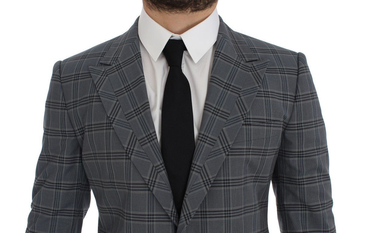 Dolce &amp; Gabbana Elegant blue checked blazer in slim fit