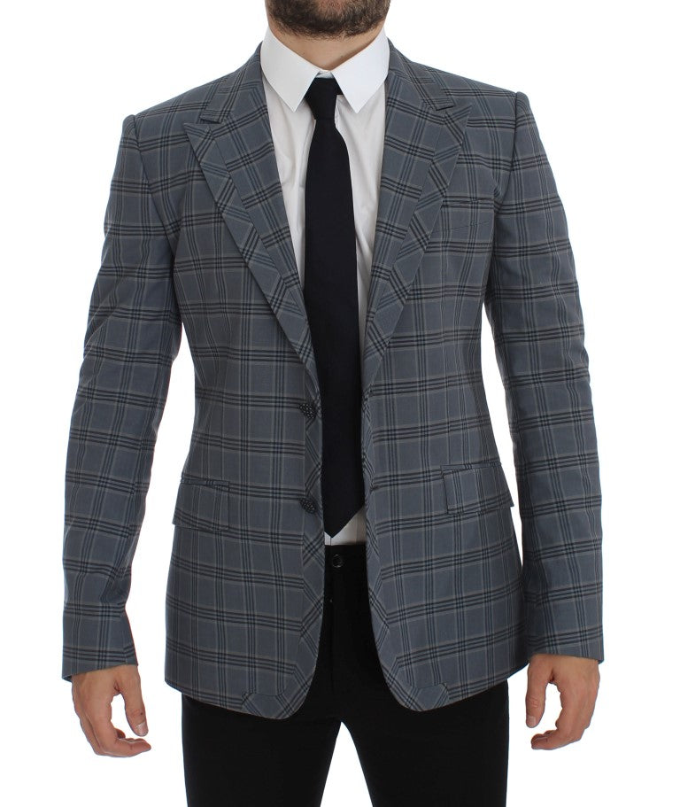 Dolce &amp; Gabbana Elegant blue checked blazer in slim fit