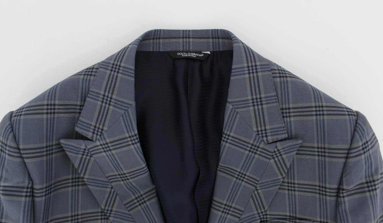 Dolce &amp; Gabbana Elegant blue checked blazer in slim fit