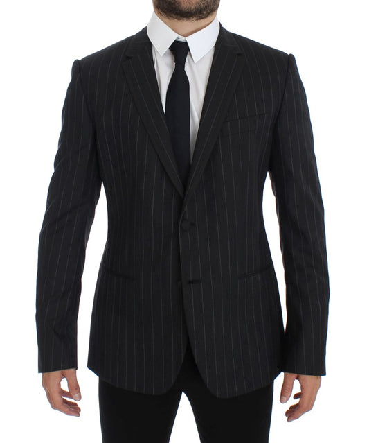 Dolce &amp; Gabbana Chic grey striped wool blazer jacket