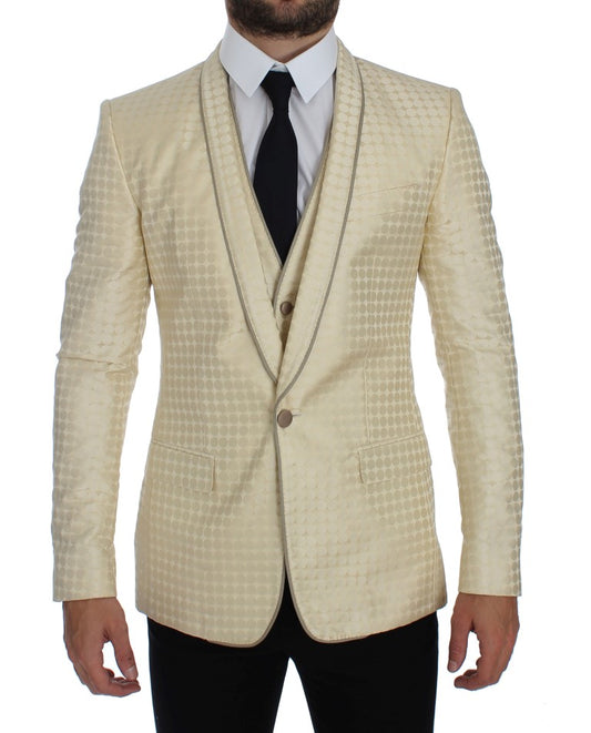 Dolce &amp; Gabbana Refined Dotted Blazer and Vest in Beige