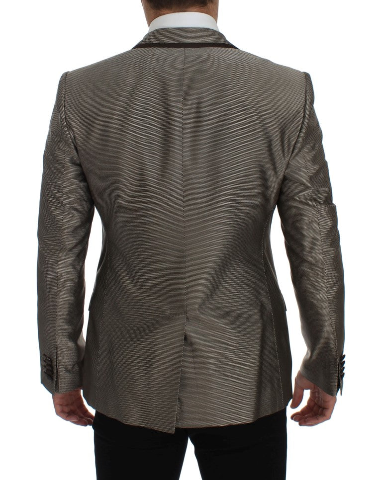 Dolce &amp; Gabbana Elegant slim blazer in brown silk with two buttons