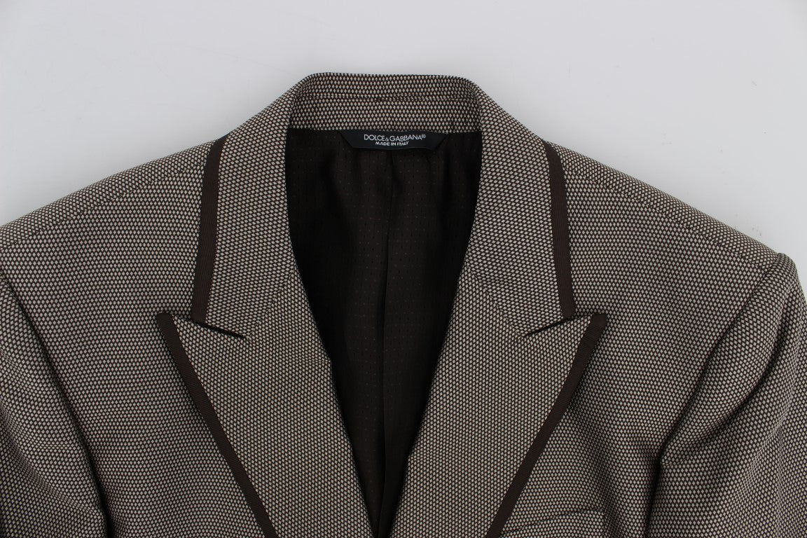 Dolce &amp; Gabbana Elegant slim blazer in brown silk with two buttons