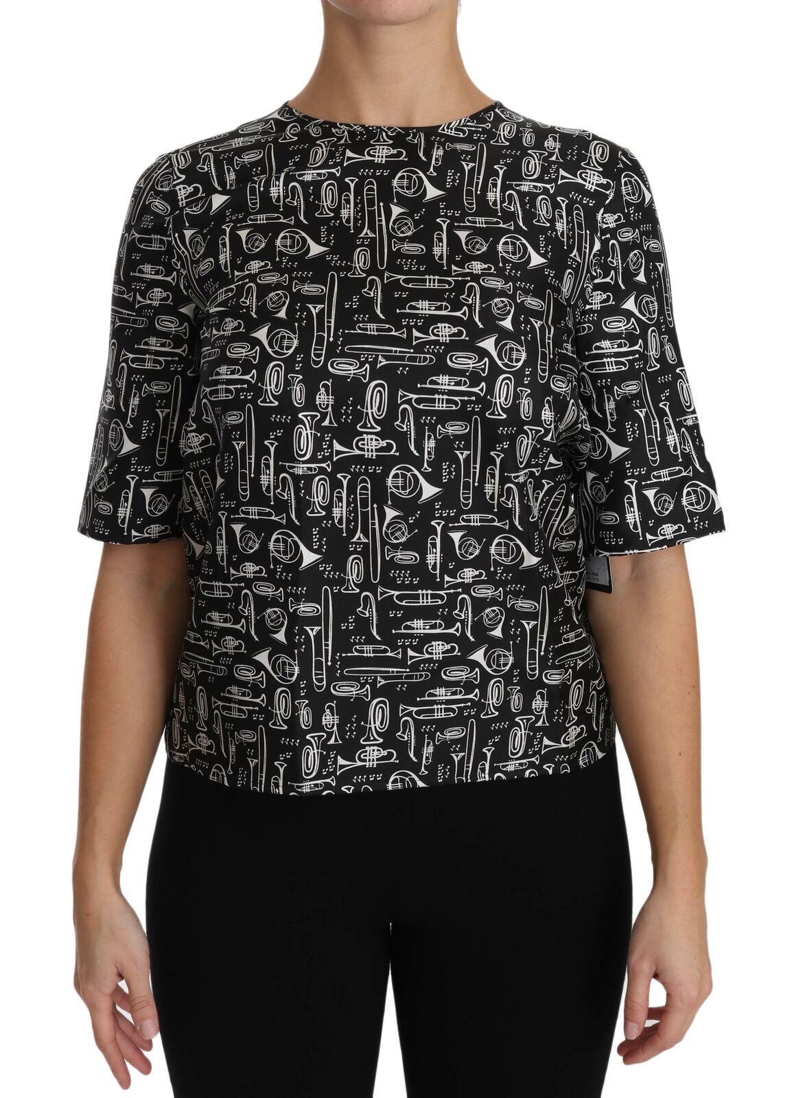 Dolce & Gabbana Exquisite Seidenbluse mit Trompetendruck