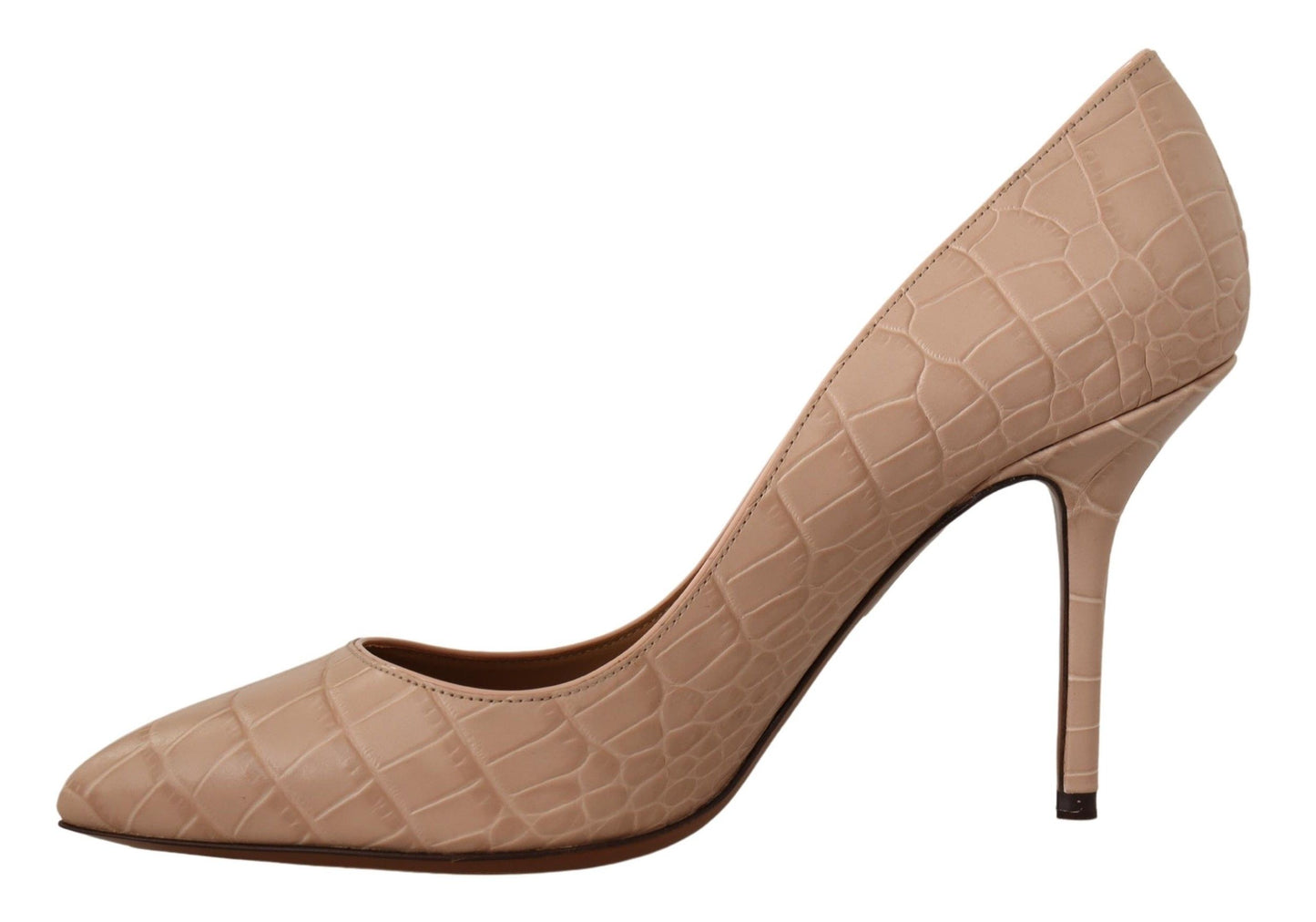 Dolce &amp; Gabbana Elegant Nude Leather Kitten Heels -pumput