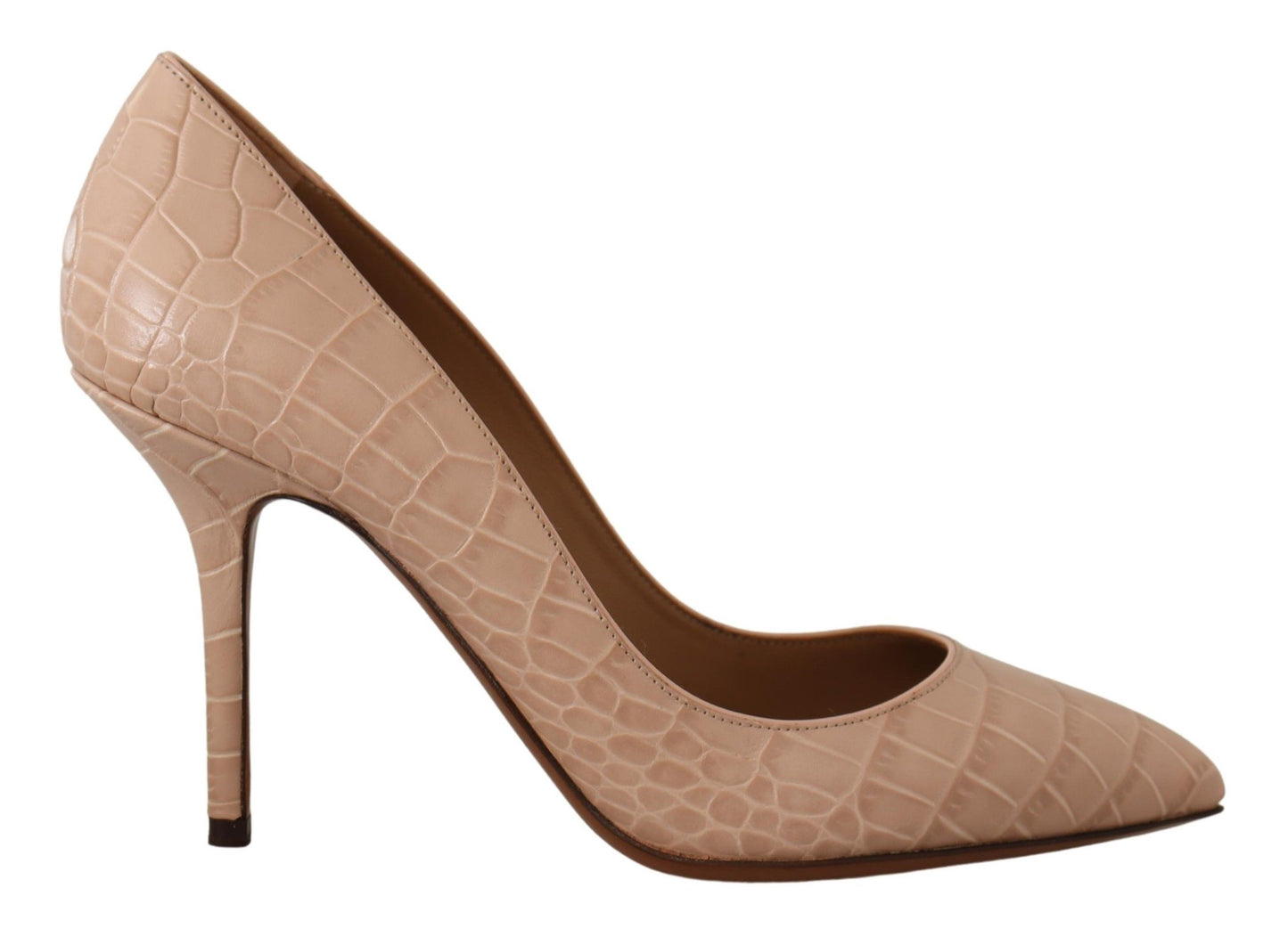 Dolce &amp; Gabbana Elegant Nude Leather Kitten Heels -pumput