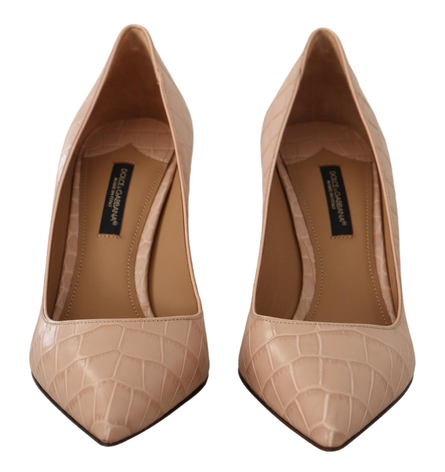 Dolce &amp; Gabbana Elegant Nude Leather Kitten Heels -pumput