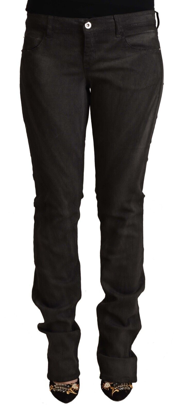 Costume National Elegant Skinny Pants in Black with Mid Waist