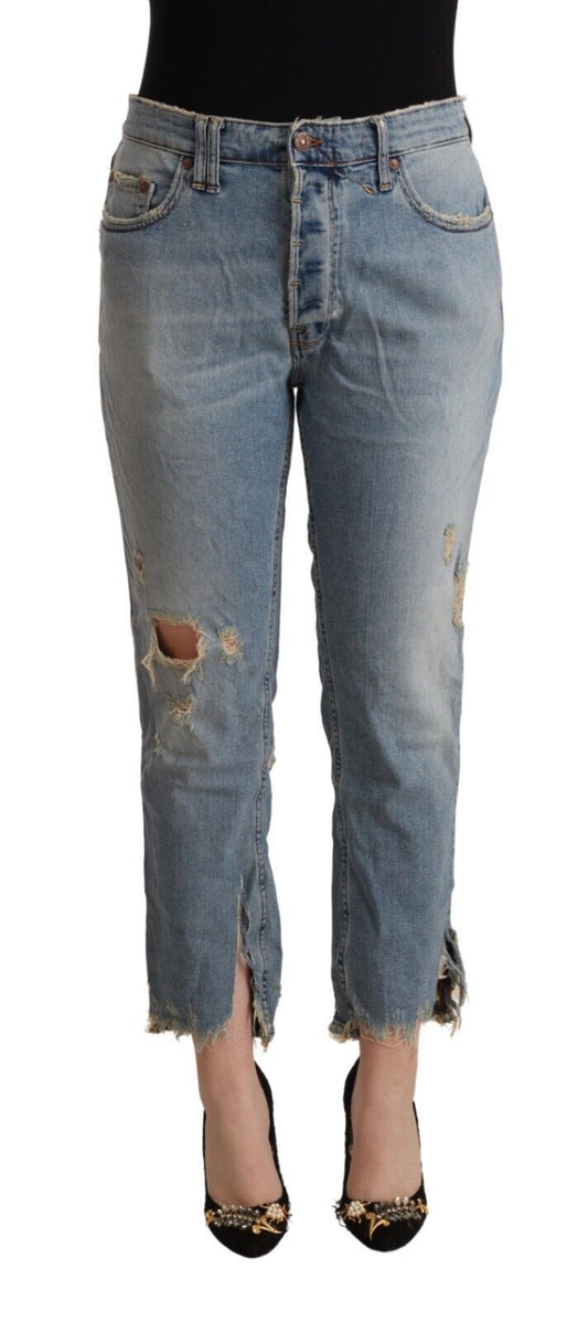 CYCLE Chic Distressed Mid Waist Croped Denim