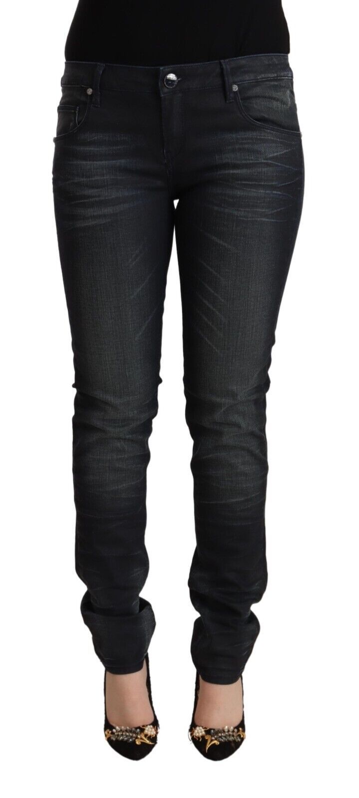 Eight Smooth Black Washed Slim Fit Jeans