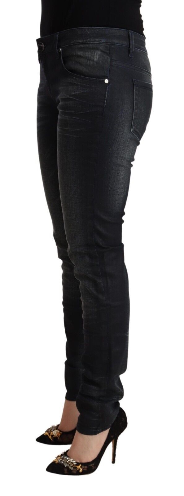 Eight Smooth Black Washed Slim Fit Jeans