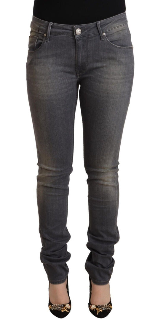 Eight Elegant dark grey skinny jeans - low waist with zip