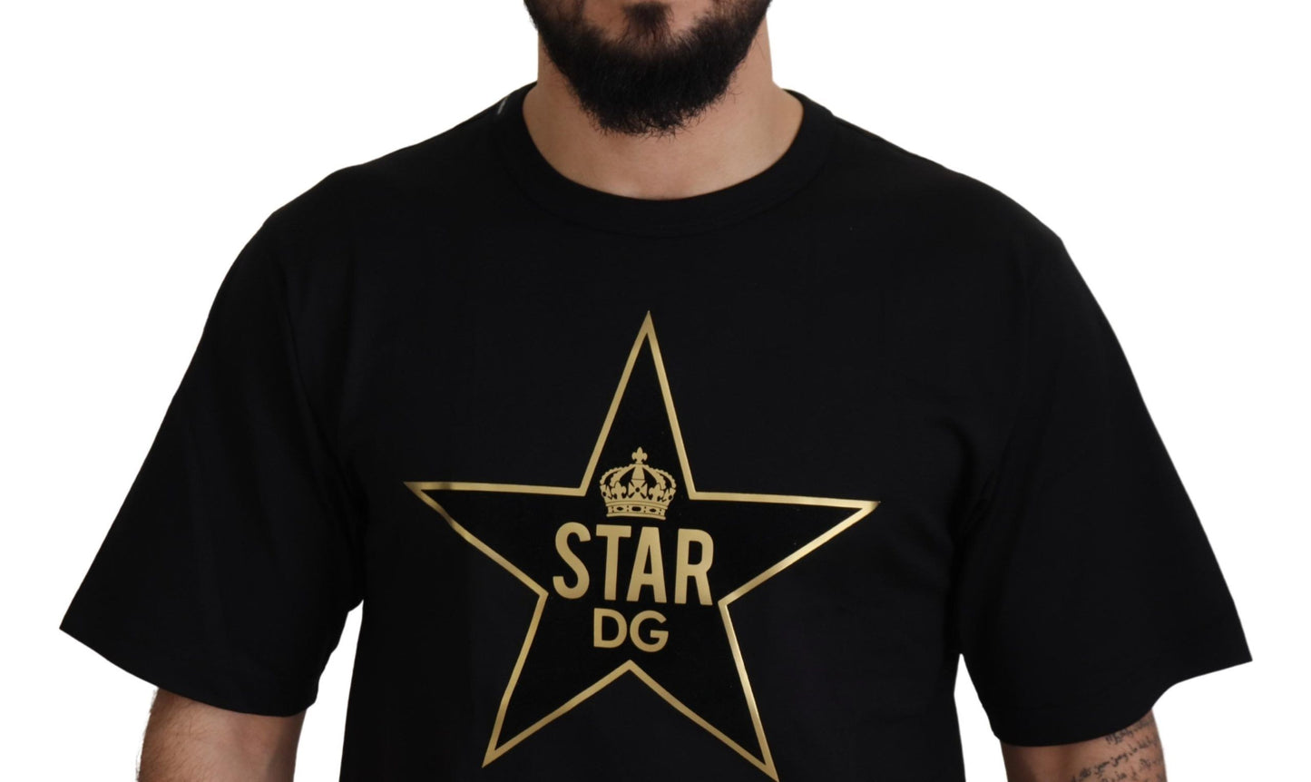 Dolce & Gabbana Gold Star DG Emblem T-Shirt mit Rundhalsausschnitt