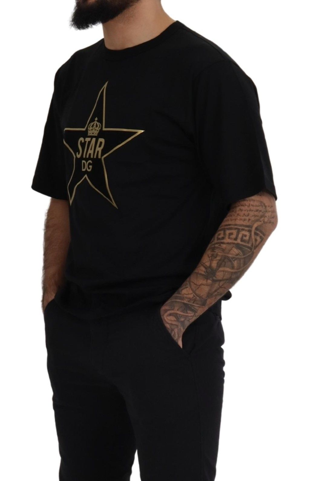 Dolce & Gabbana Gold Star DG Emblem T-Shirt mit Rundhalsausschnitt