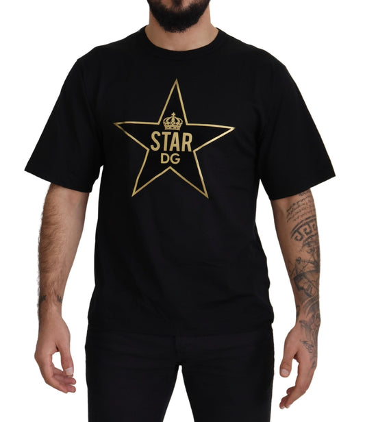 Dolce &amp; Gabbana Gold Star DG Emblem Crew Neck T-Shirt