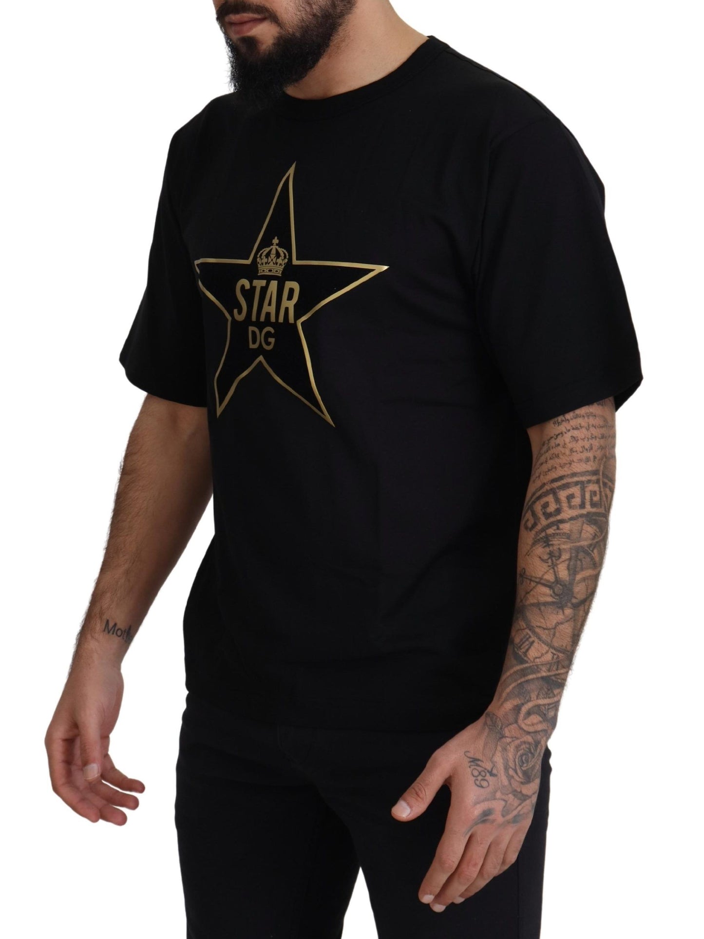 Dolce & Gabbana Gold Star DG Emblem T-Shirt mit Rundhalsausschnitt