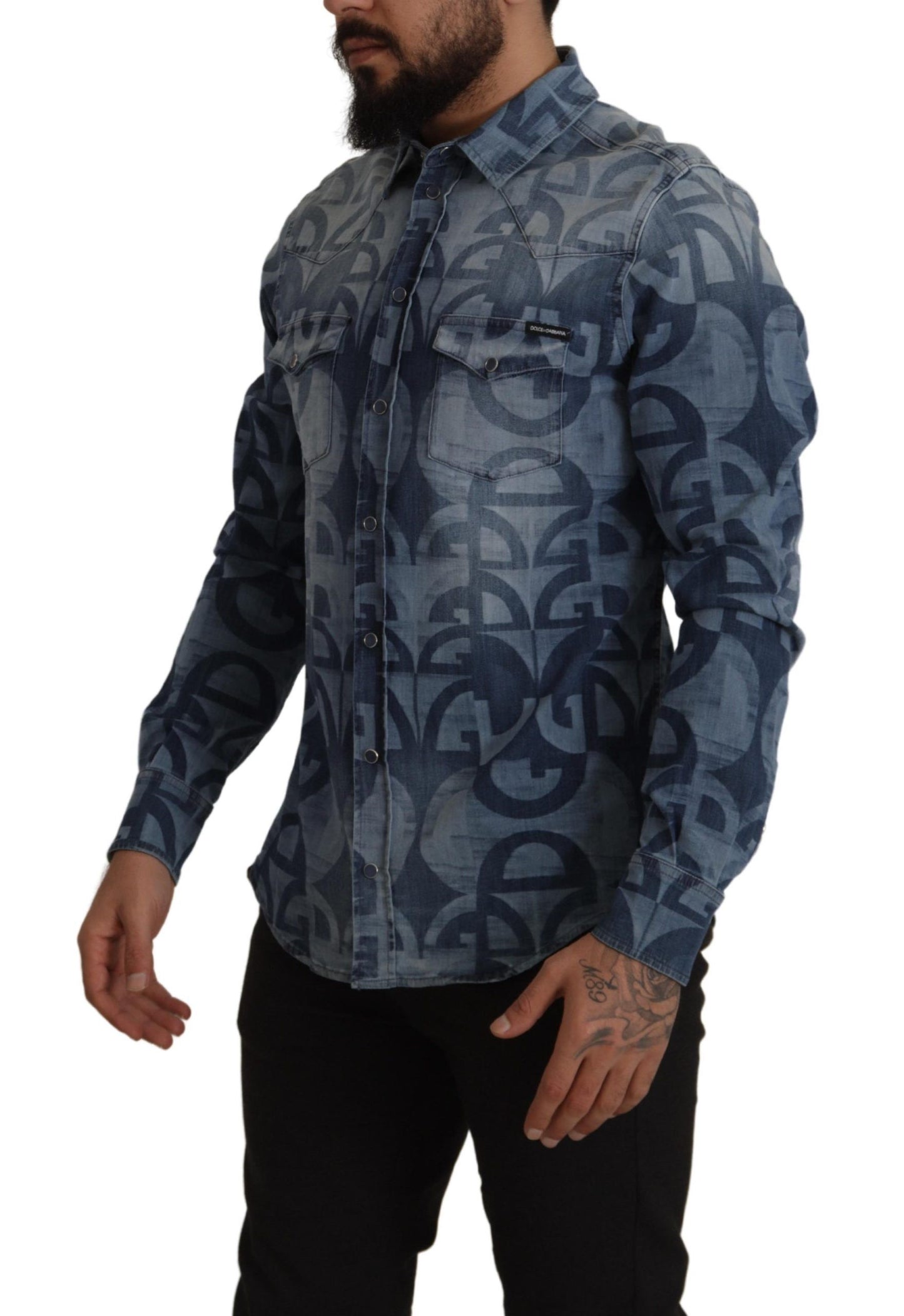 Dolce &amp; Gabbana Elegant Slim Fit Casual Blue Men's Shirt