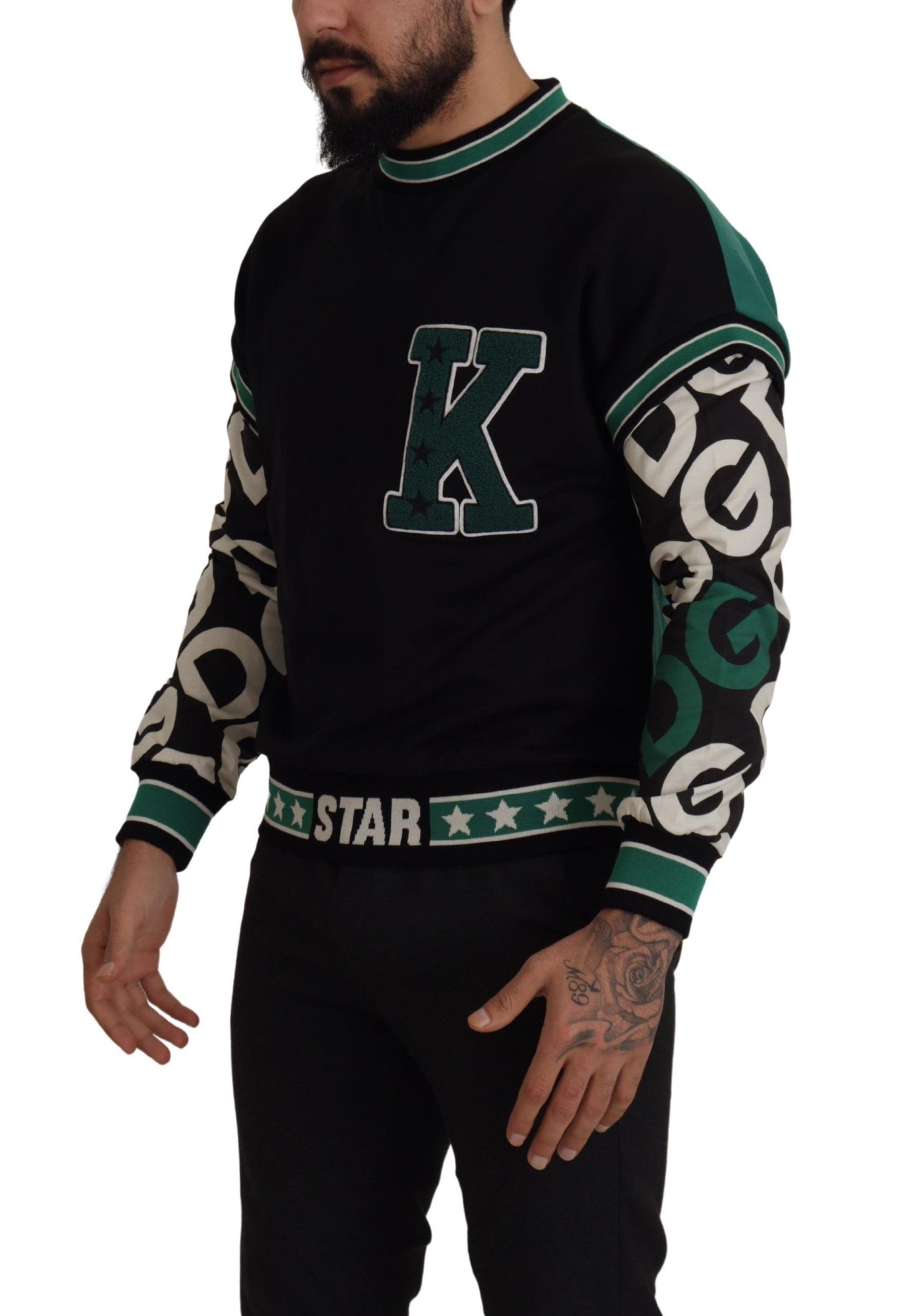 Dolce &amp; Gabbana Regal Crew Neck Sweater - Black &amp; Green