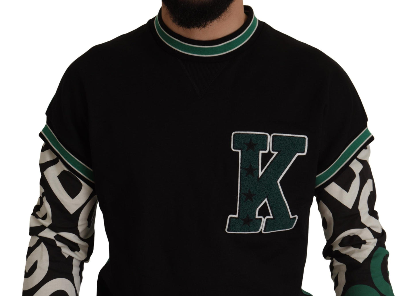 Dolce &amp; Gabbana Regal Crew Neck Sweater - Black &amp; Green