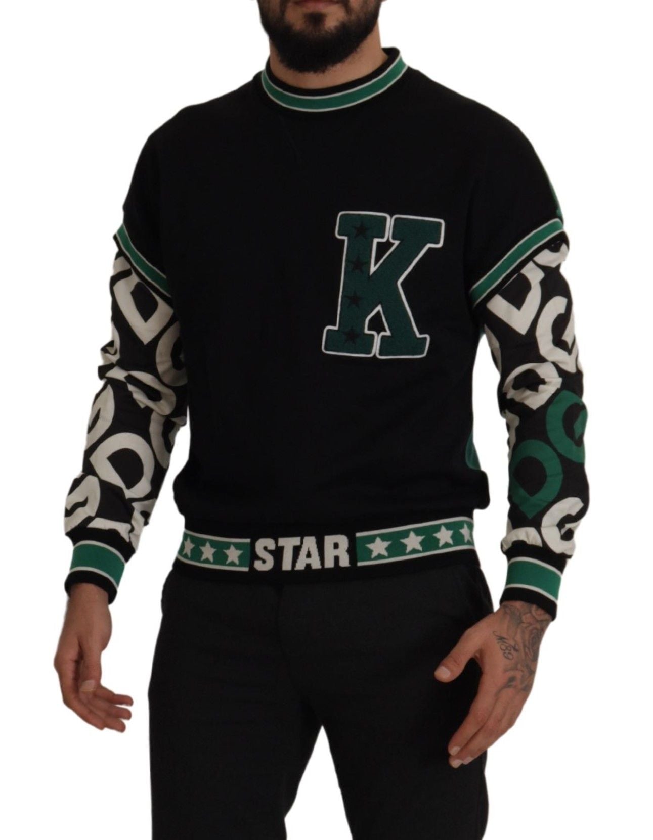 Dolce &amp; Gabbana Regal Crew Neck Sweater - Black &amp; Green