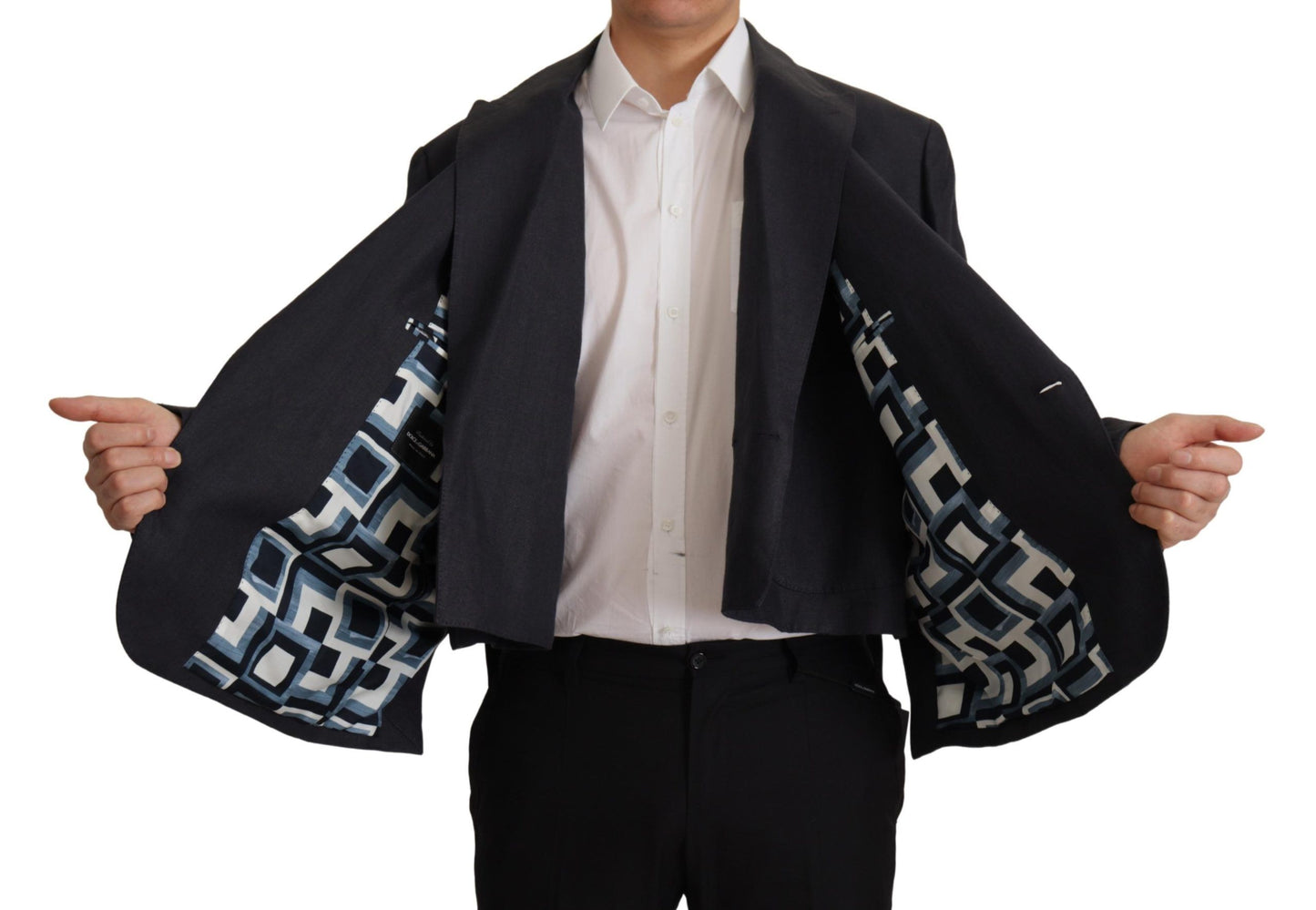 Dolce & Gabbana Schlanker doppelreihiger Blazer aus marineblauem Leinen