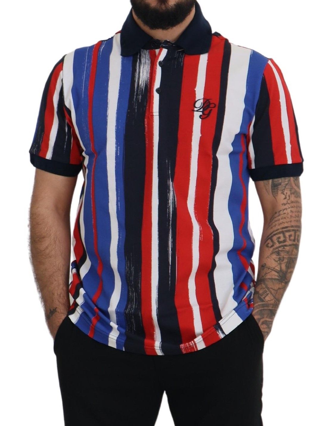 Dolce &amp; Gabbana Elegant Striped Cotton Polo T-Shirt